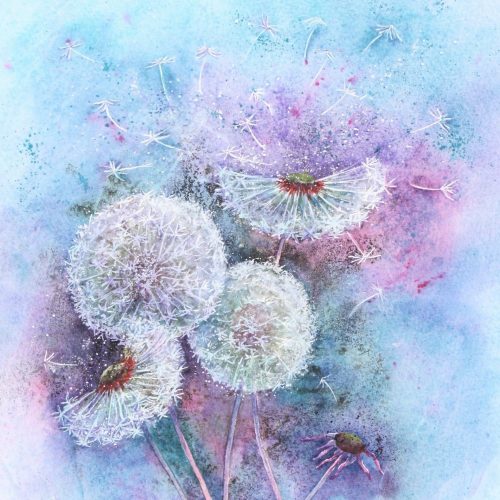 Dandelion Clocks - a floral greetings card