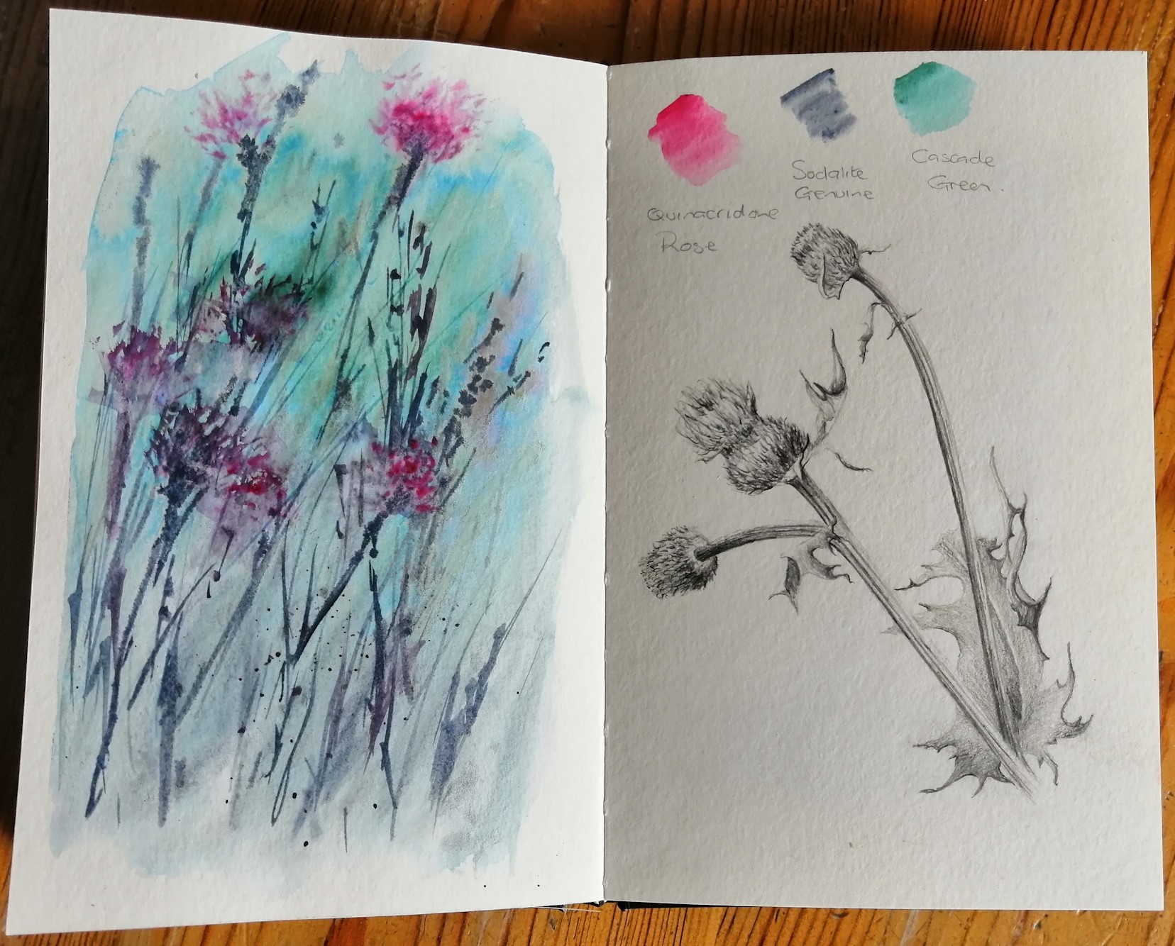 Loose floral sketchbook page