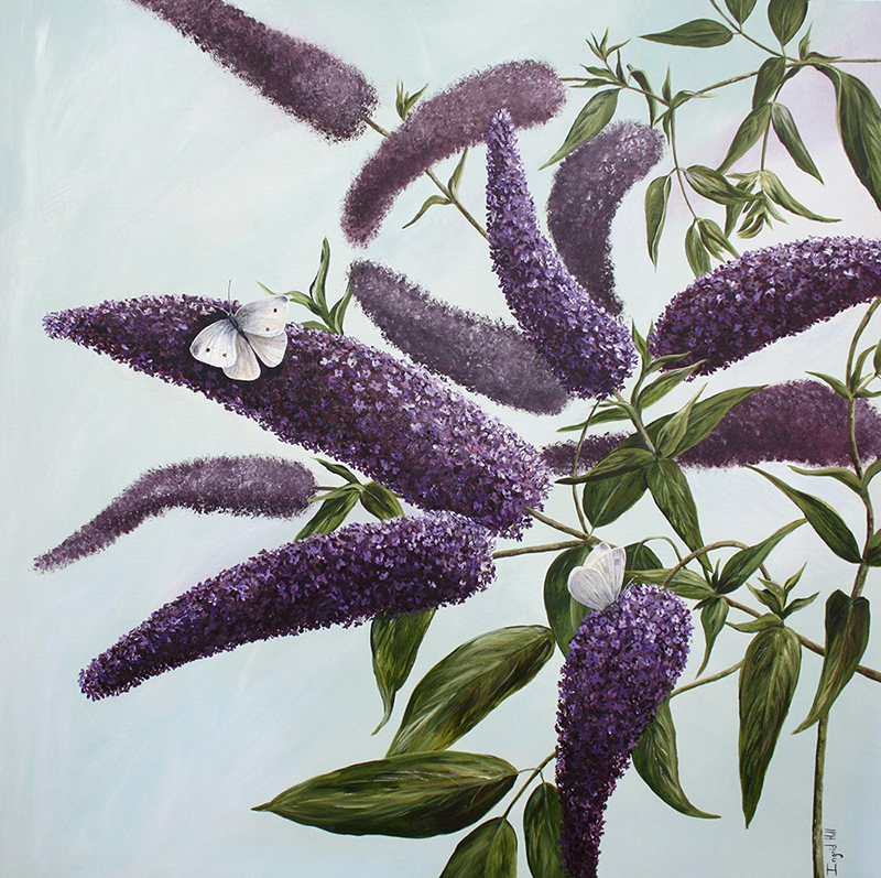 Buddleia & Butterfly painting