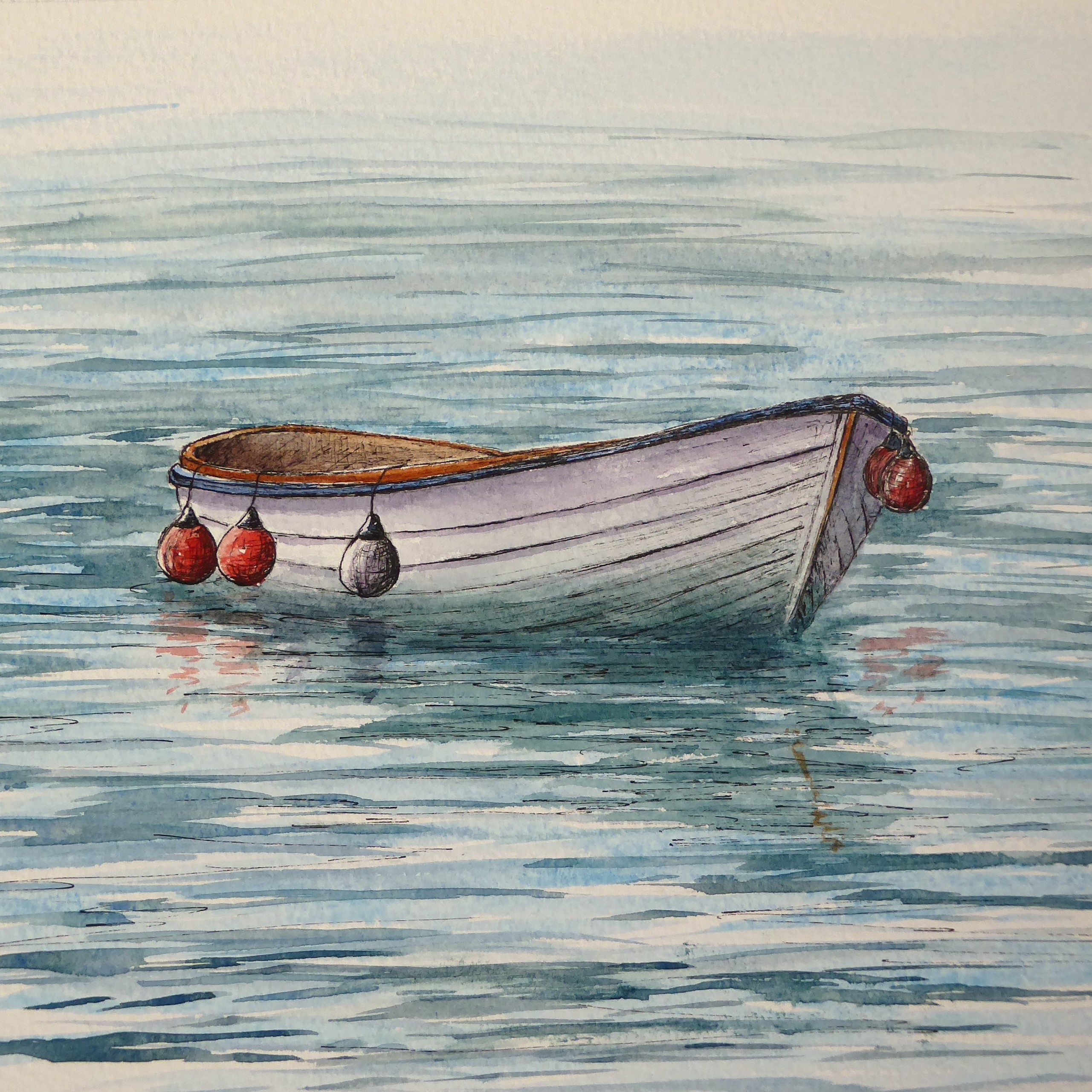 Pen & Wash painting of a boat
